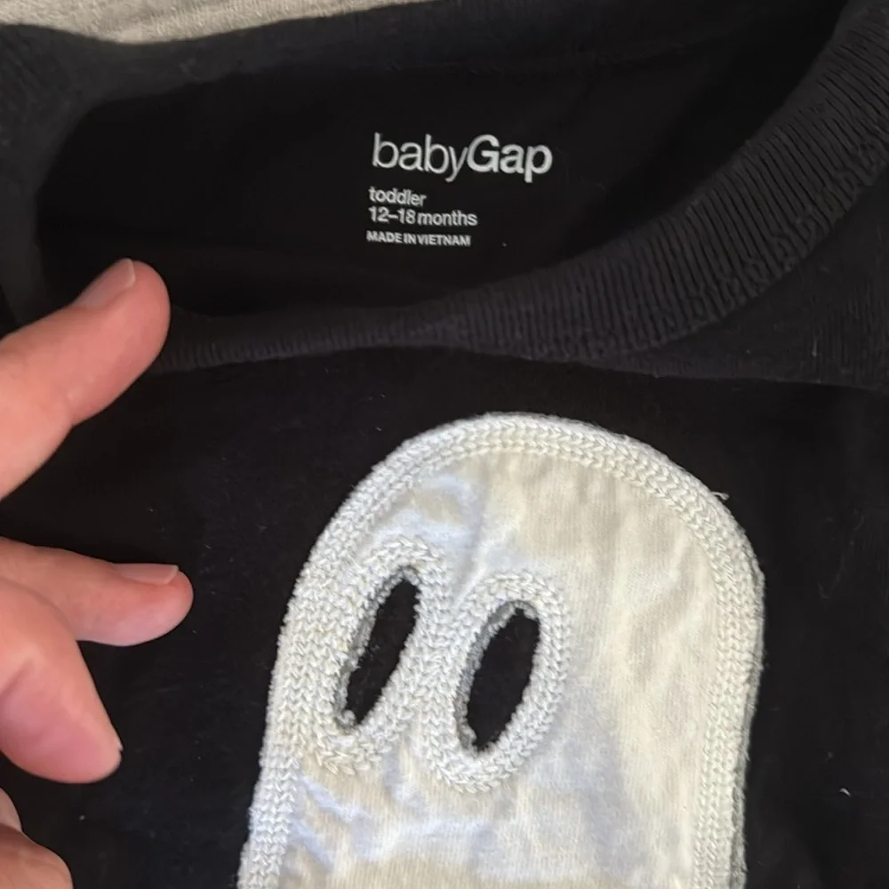 Black Ghost Aplique Long Sleeve Shirt Glow in the Dark